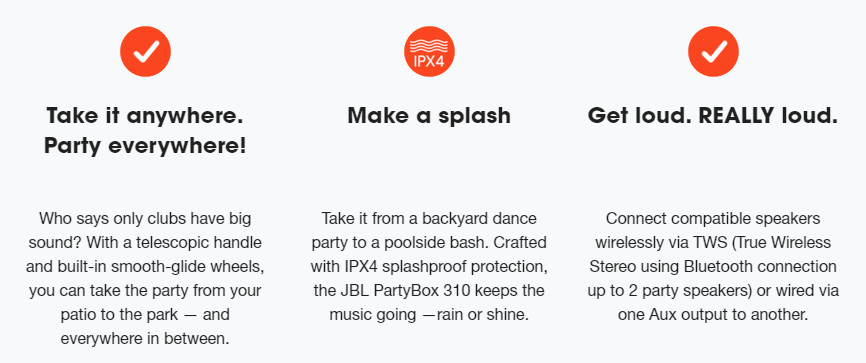 Features of the JBL Partybox 310